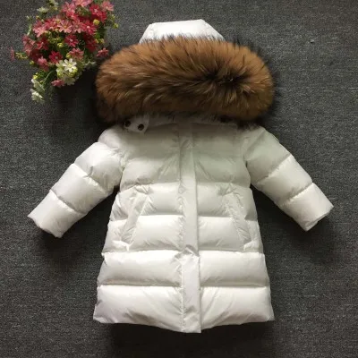 color 1 Racoon fur Утепленные парки с натуральным енотовым мехом для мальчиков и девочек на температуру до-30 градусов, для русской зимы длинное пуховое пальто 90, куртка пальто, одежда для маленьких детей - Цвет: color 1 Racoon fur