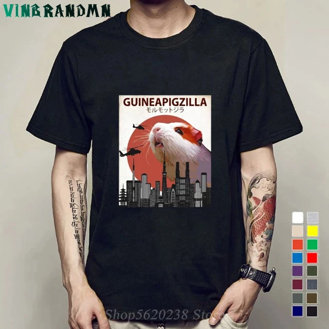 

Hot Sale Fashion Guineapigzilla Funny Guinea Pig T-Shirt Gift Funny Men Short Sleeve Tee Shirt Harajuku Streetwear tshirt hombre