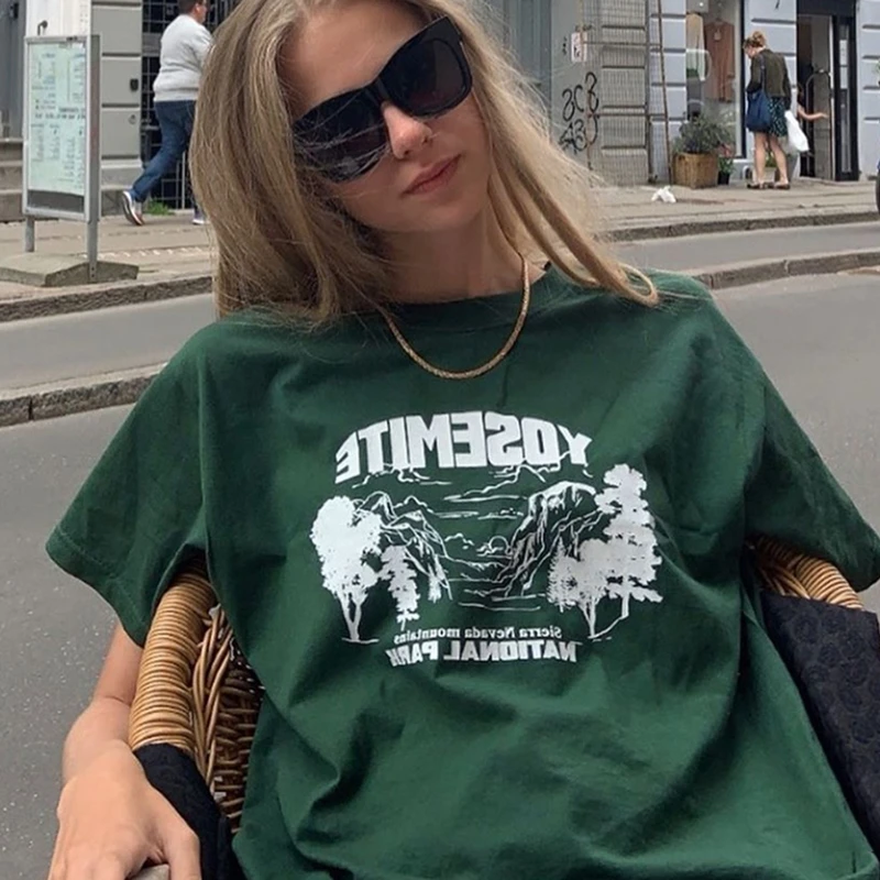 

Beautiful Letters Printed T Shirt Women Vintage Graphic T-shirt Harajuku Tops Tee Cute Short Sleeve O-neck Tshirt Female Tshirts
