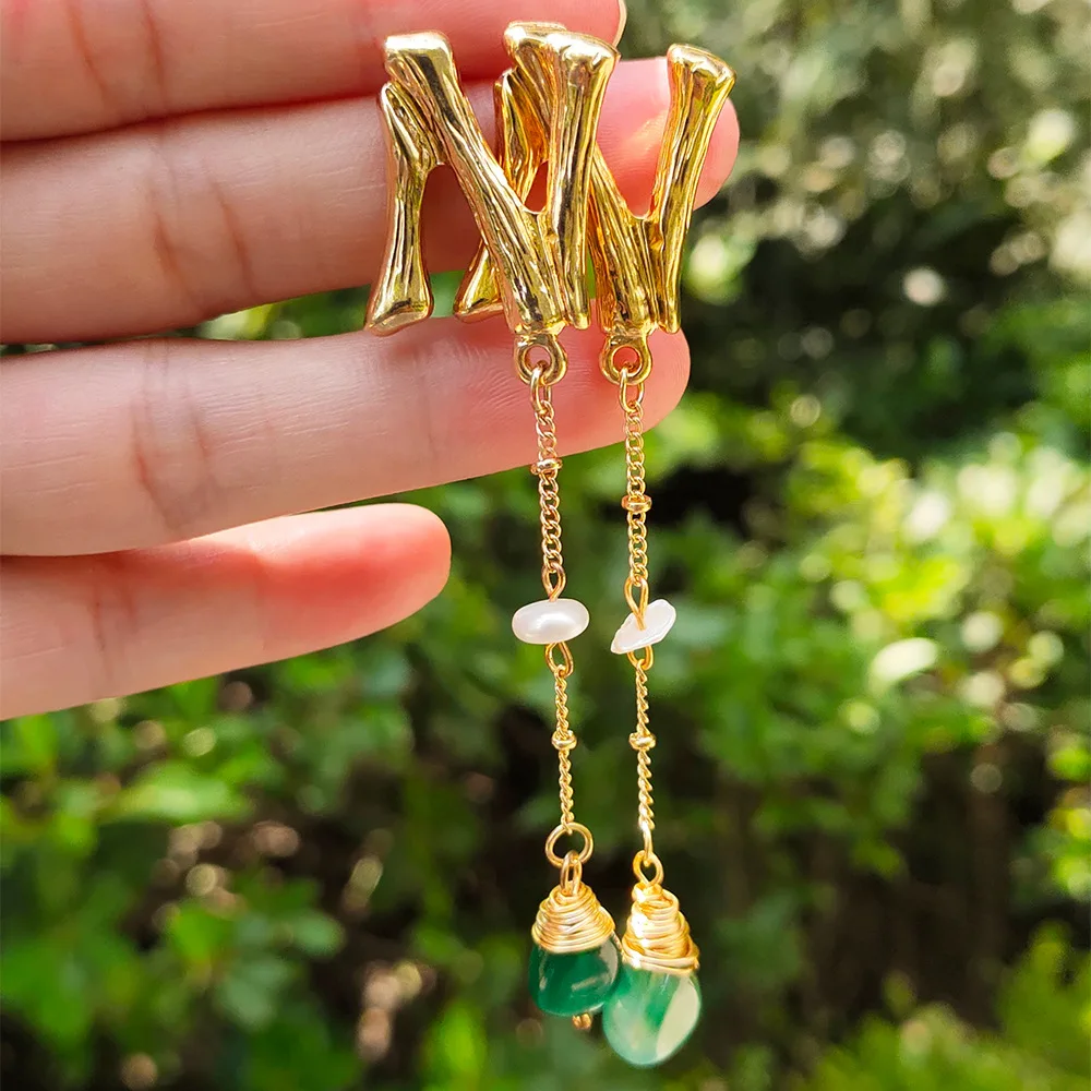 Модный винтажный Комплект сережек для женщин и девушек с золотым жемчугом