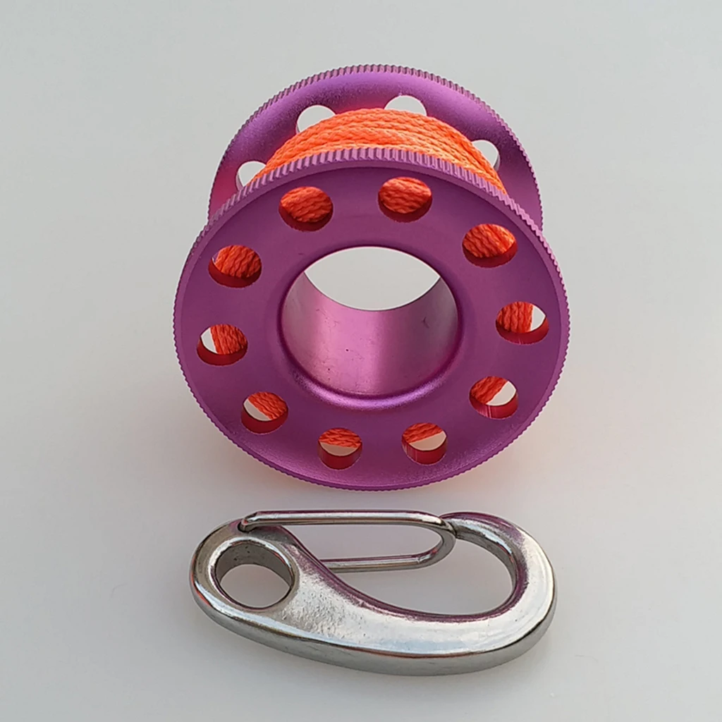 Finger Reel Wreck Scuba Tech Diving Spool 10m/98ft Line Rope with Stainless Clip Scuba Dive Line Rope Guide