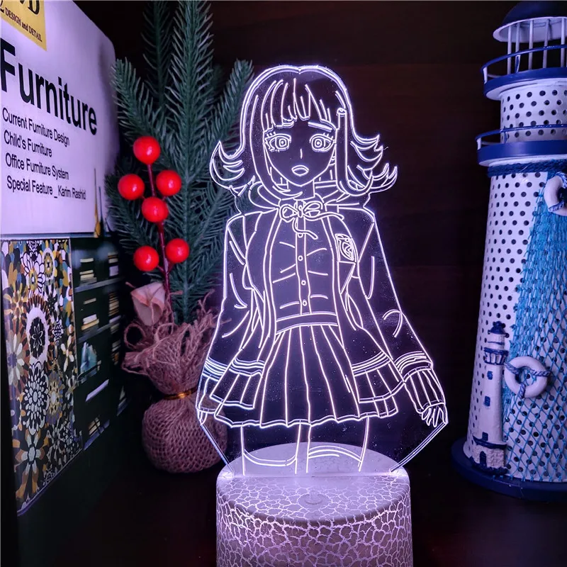 Danganronpa Chiaki Nanami Figure Led Night Light Anime 3D Illusion Lamp USB Color Changing Lampara Room Decoration Manga Gift