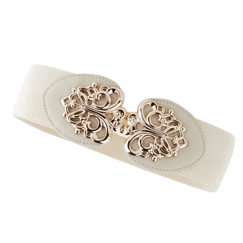 Женское эластичное платье в стиле ретро с металлическим цветком и узким поясом |