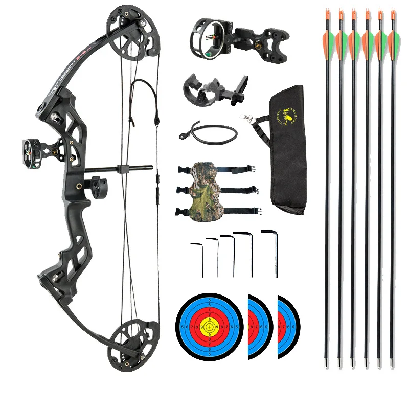 

10-30lbs Adjustable Compound Bow Child Gift 7 Color Composite Pulley Bow And Arrow Set For Child Outdoor Practice Wholesale
