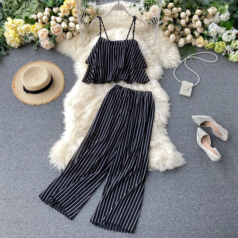 Женский костюм в полоску SINGRAIN винтажный праздничный пляжный комплект из двух