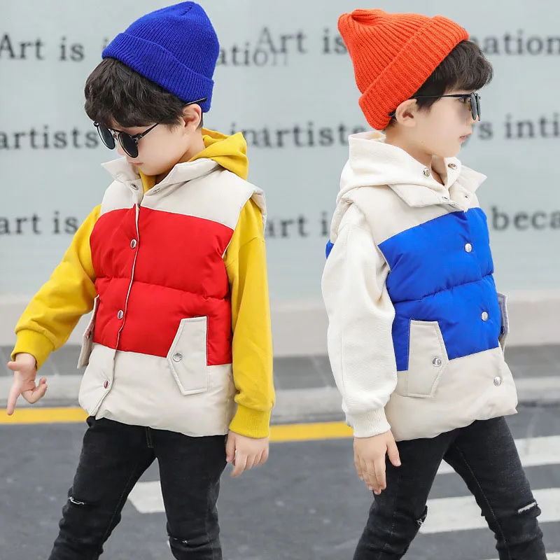 Зимние жилеты из 2019 хлопка для маленьких мальчиков Новая модная детская одежда в