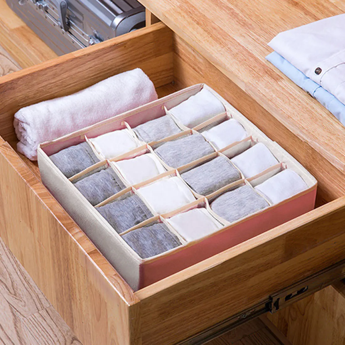 

Foldable Storage 7/24 grids Box for home Sorting closet organizer for separated underwear/Socks Organizer, Dormitory Storage Box