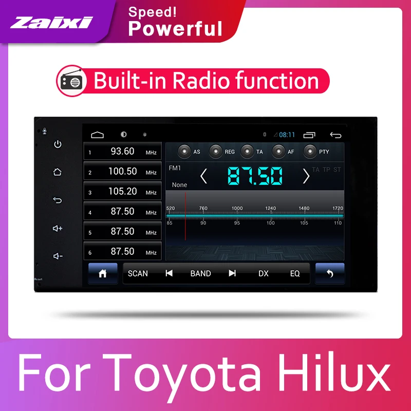 ZaiXi 7 HD 1080P IPS LCD Screen Android 8 Core For Toyota Hilux 2004~2015 Car Radio BT 3G4G WIFI AUX USB GPS Navi Multimedia | Автомобили