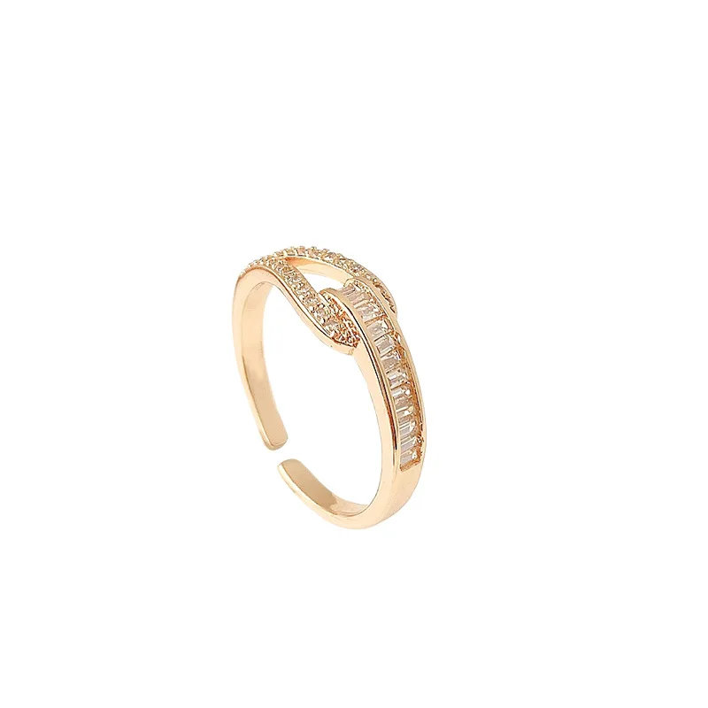

J062 Korea New Fashion INS Style Twisted Design Opening Adjustable Ladies Index Finger Ring Wedding Gift Woman Ring Jewelry 2021