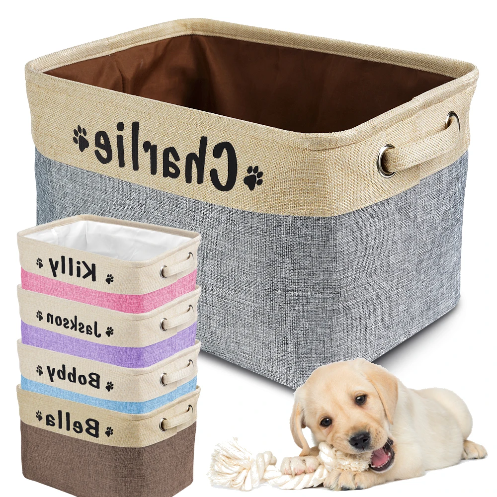 

Bins Custom Storage Dog Toys Canvas Collapsible Dog Accessories Storage Basket Bin Pet Organizer Box Perfect For Organizing Toys