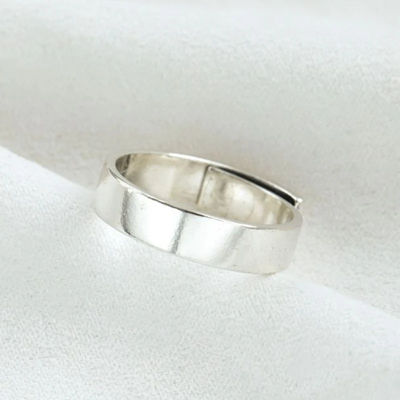 

" Fake One Penalty Ten " 925 Sterling Silver Design Sense Round Opening Geometric Ring Simple Jewelry