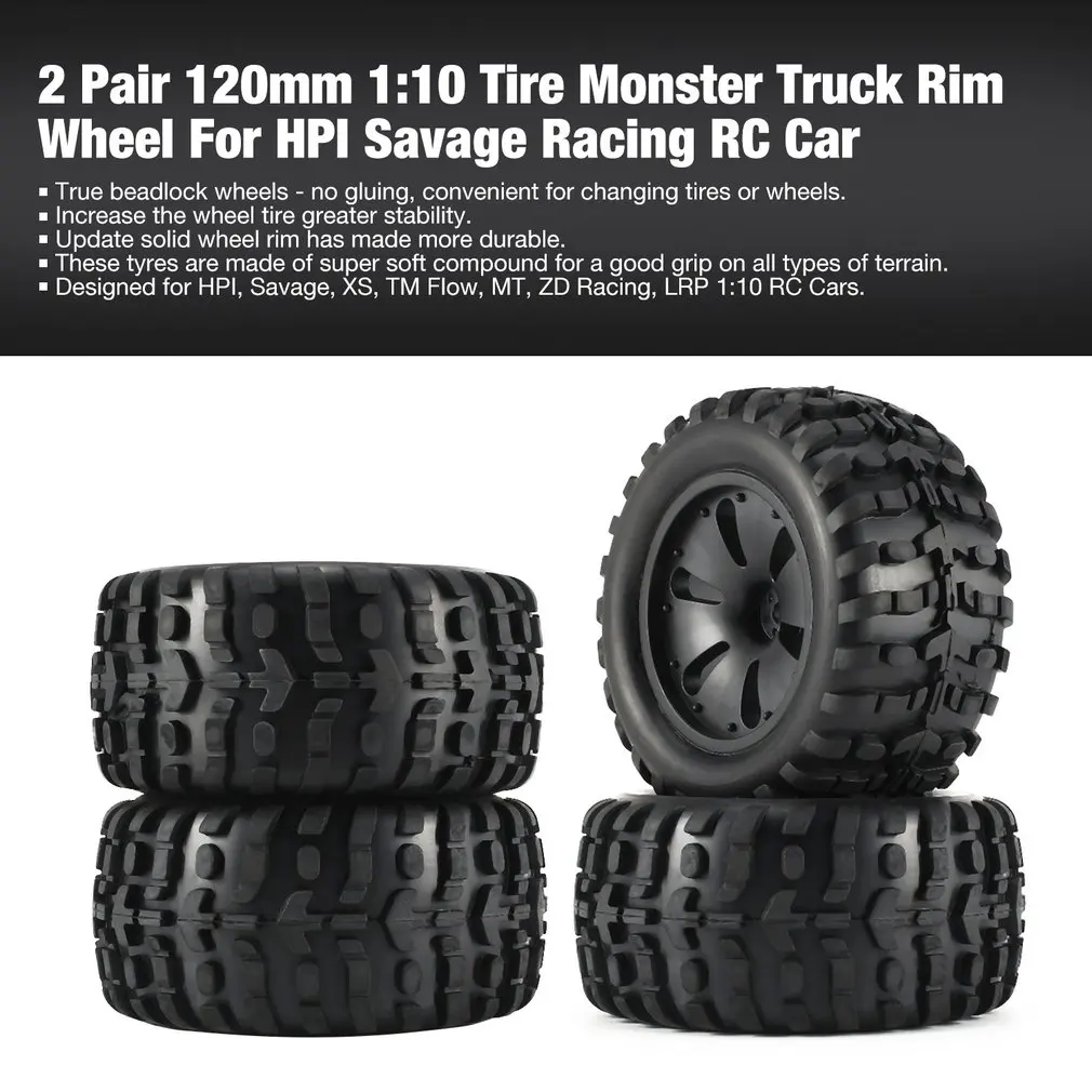 1 пара 1:10 шина для радиоуправляемого автомобиля Monster Truck обода колеса высокой