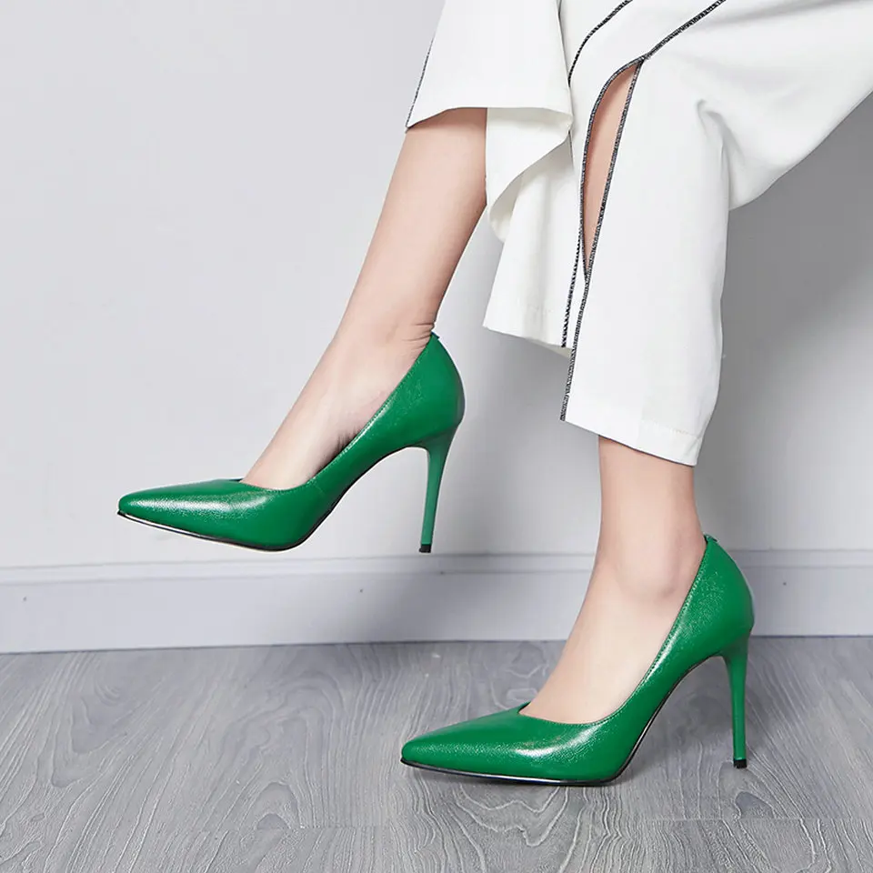 Женские кожаные туфли-лодочки EshtonShero модные офисные туфли на высоком каблуке