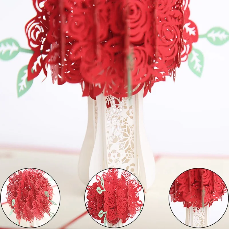 Красная роза букет 3D всплывающие поздравительные открытки на все случаи жизни