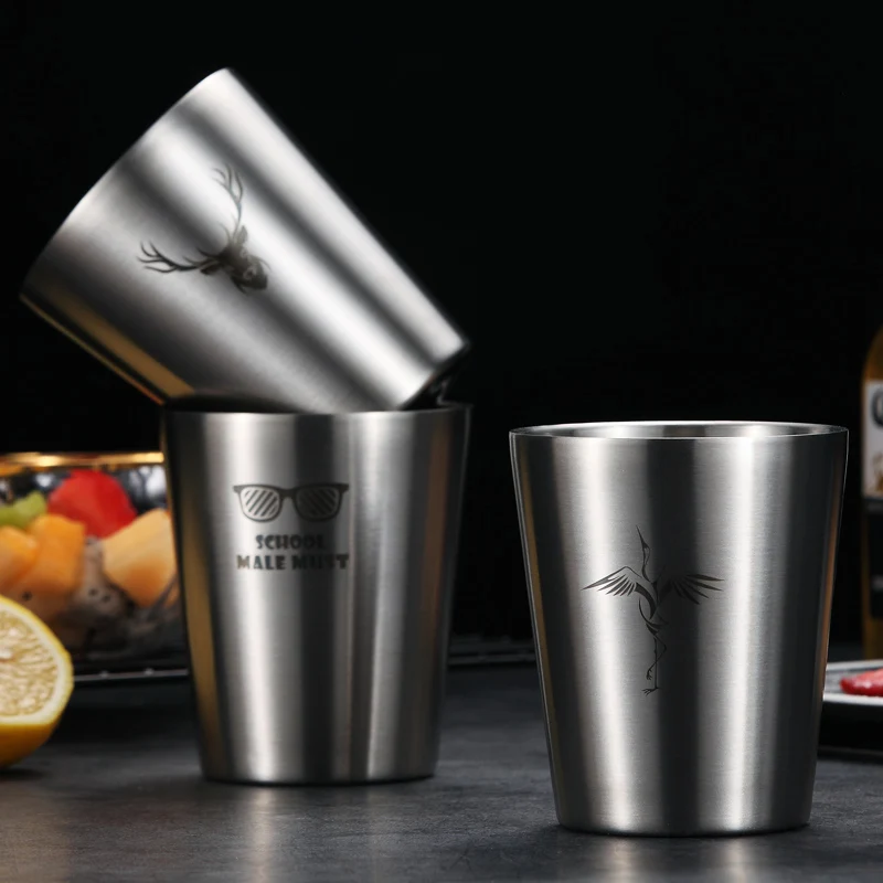 Милый рисунок пивная кружка 304 Нержавеющая сталь Кофе с двойными стенками Кухня