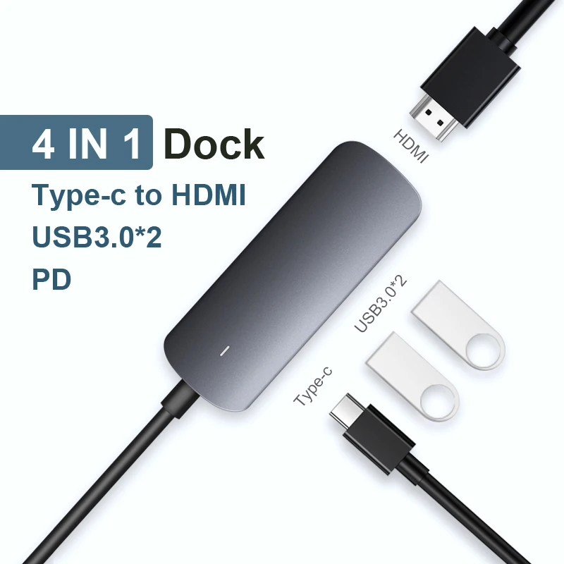 

Type-C To USB3.0 HDMI PD Charging USBC Hub Docking Station Multi Dock For Macbook Pro Aluminium Alloy Adapter Splitter LED