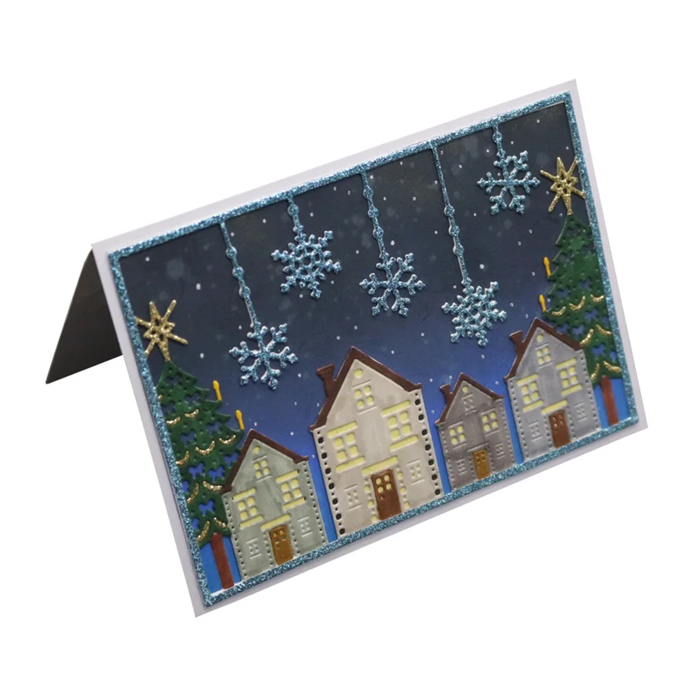Рождество снежинка дом тиснение резка Плесень инструмент шаблон формы карты