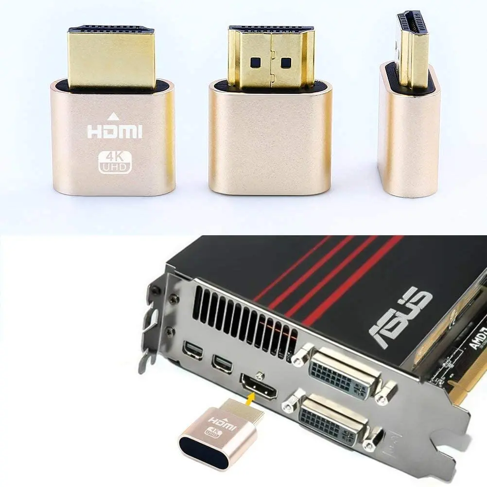 

4K HDMI-compatible Virtual Display Fit-Headless Dummy Plug EDID Display Emulator Adapter Support 3840*2160 60Hz Bitcoin Mining