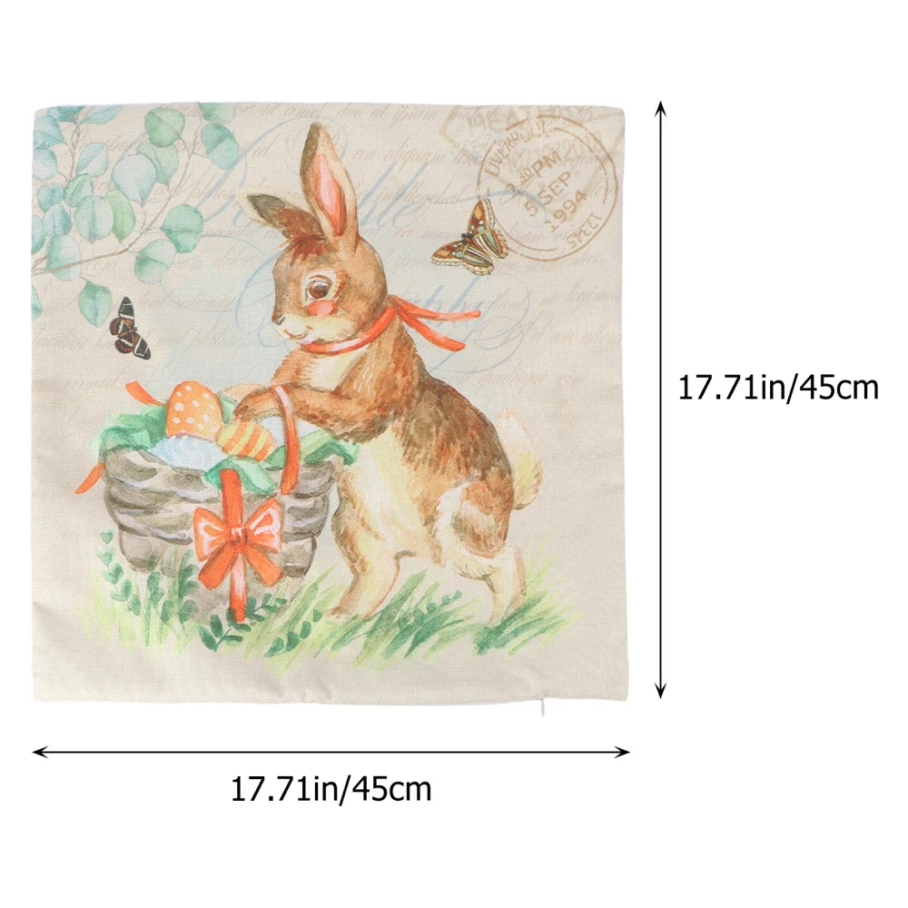 

Decorative Easter Festival Pillow Cover Floral Printing Decor Throw Pillow Case