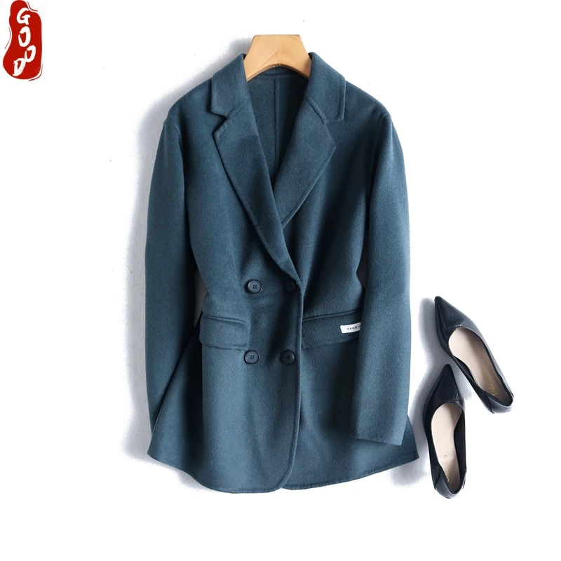 

Spring Autumn 100% Wool Coat Female Manteau Femme Hiver 2021 Korean Elegant Ladies Woolen Jacket Women Blend Coats LW2903