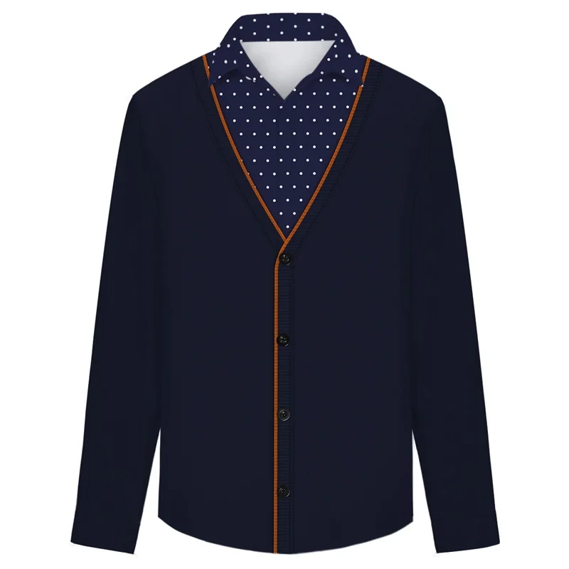 

Summer Men 3D Print Shirt Long Sleeve Business Casual Fake Cardigan Shirts Male Soft Breathable Own Design Shirt EU Size 2S-3XL