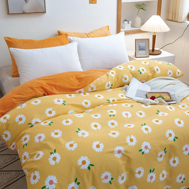 Односпальный бархатный комбинезон с маргаритками 100% хлопок и хрустальный бархат