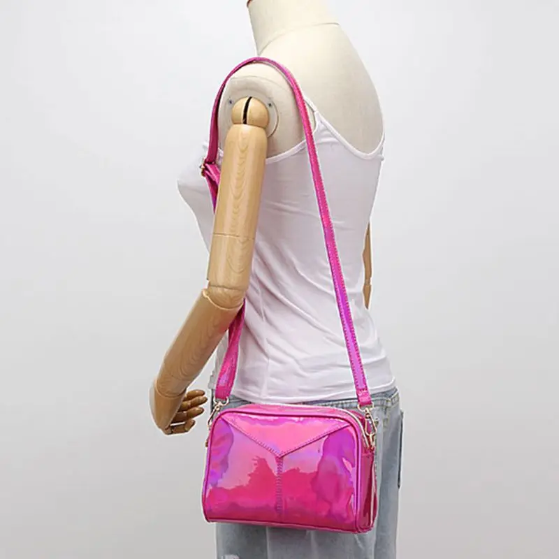 Женские сумки на плечо кожаные голографические вечерние сумочки