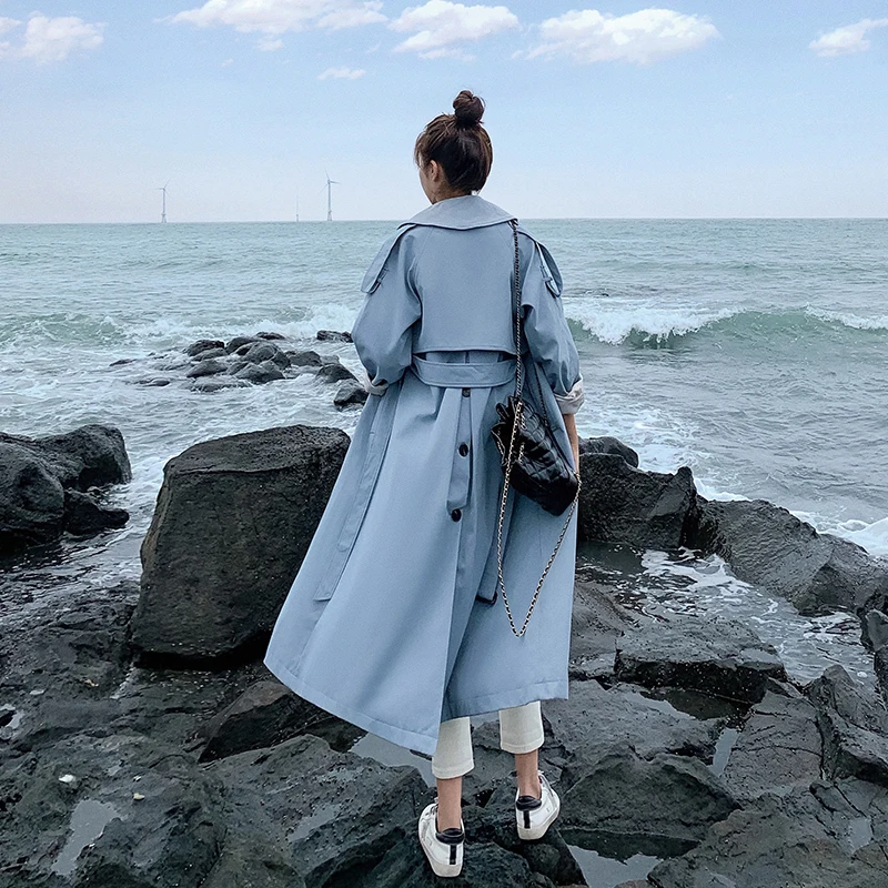 Женский свободный тренчкот Leiouna Повседневная ветровка в Корейском стиле длинный