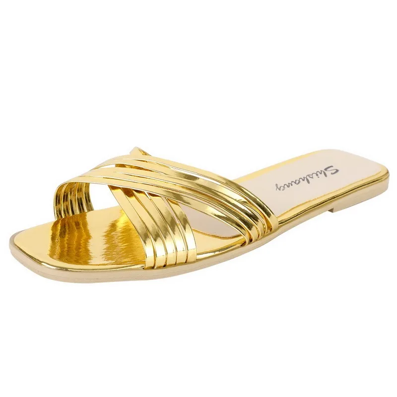 

2021 Fashion Flat Slippers Women Weave Slides Sandal Ladies Mules Outdoor Beach Shoes Woman Home Slippers Female Flip Flops