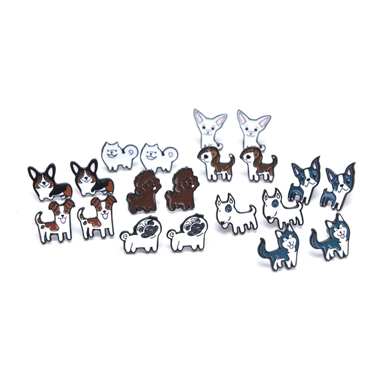 

1 пара, модные милые серьги-гвоздики с героями мультфильмов и бултерьером для женщин и девочек, серьги с животными, ювелирные изделия