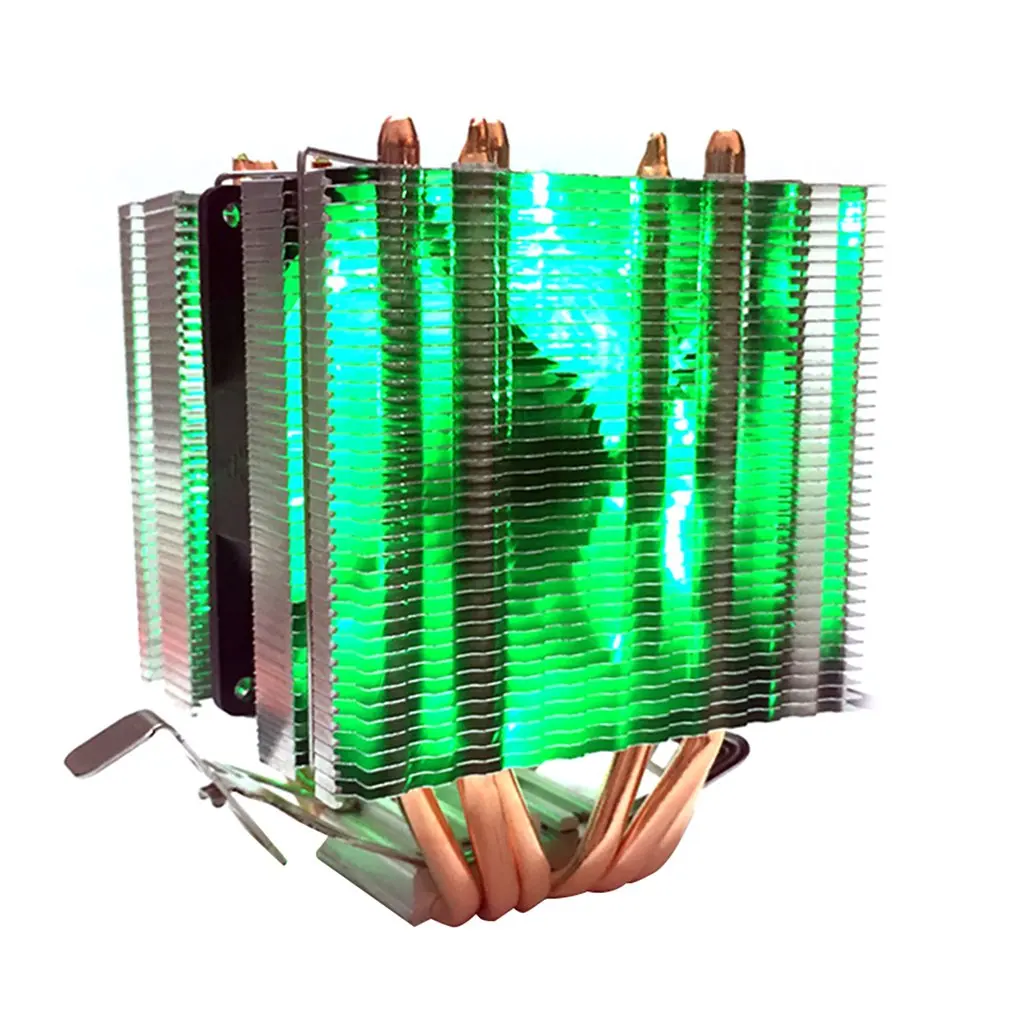 green 6 тепловых труб процессор радиатор AVC Чистая медь 4 линии AMD 1155 1156 компьютер процессор кулер контроль температуры один двойной ветер - Цвет лезвия: green