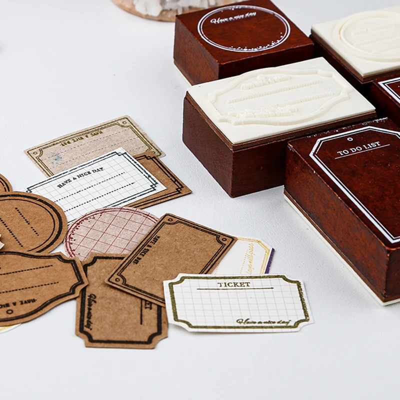 Винтажный старинный штамп с метки для оформления скрапбукинга деревянные и