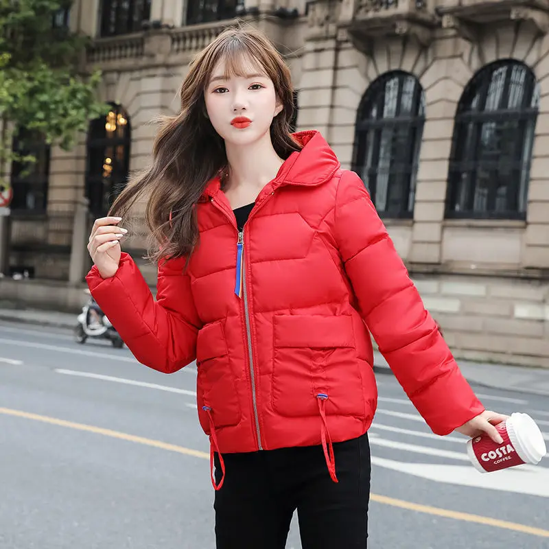 

2020 New Winter Women Korean Loose Solid Coats Cotton Padded Jacket Female Warm Hooded All-match Short Parkas Z69