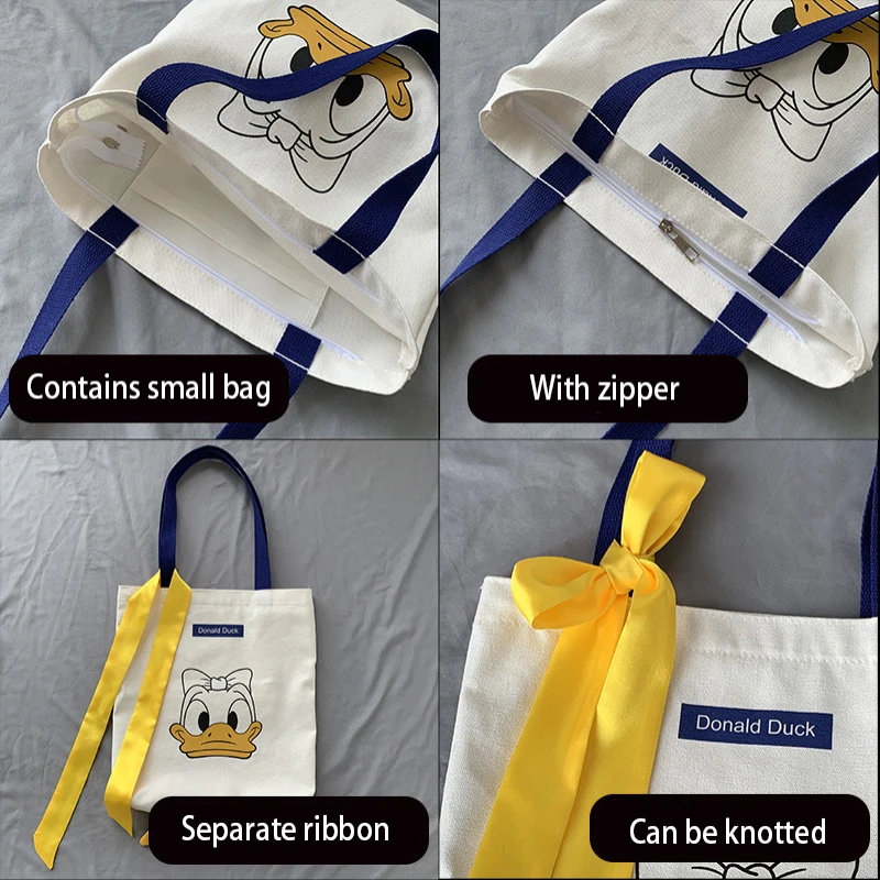 

Disney Diaper Bag Shoulder Bag Simple Canvas Handbag Tote Large Capacity Cartoon Print Shopping Bags Large Capacity Nappy Bag