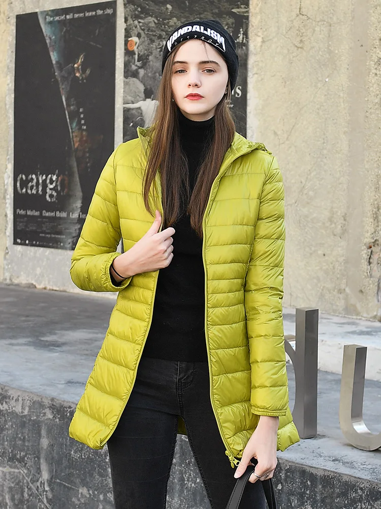 

plus size s-6XL Padded Coat Ultra warm Light white Duck Down Jacket Long Overcoat Slim Solid Jackets Winter Coats Women Parkas
