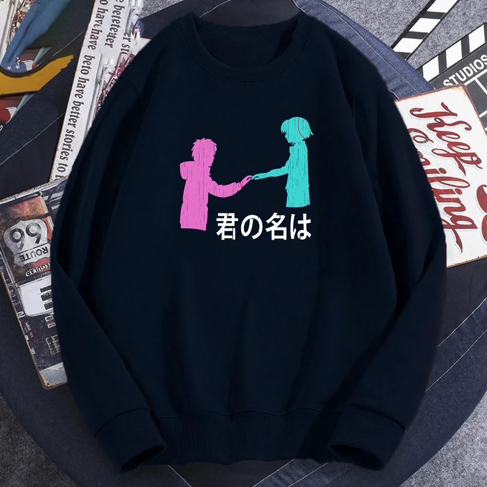 

Your Name Japanese Manga Men Sweatshirts Autumn Cotton Round Collar Hoodie Kimi No Na Wa Anime Sweatshirt for Men Novelty Casual