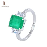bague ringen 810mm rectangle emerald ring for women silver 925 jewelry geometry gemstones vintage elegant female gift wholesale