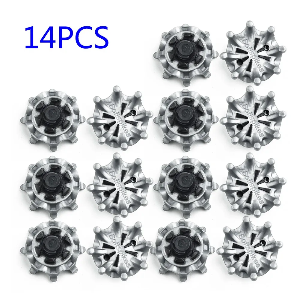 

14 Pcs Studs Spike Spikes Set Rubber Golf Shoes Octagonal 2.9*1.2cm White& Gray