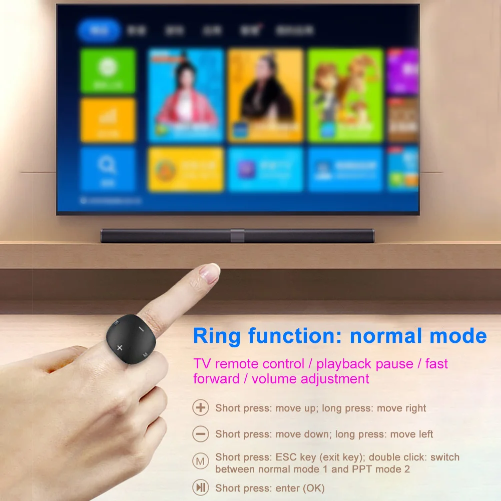 Bluetooth 5 0 Презентация Clicker кольцо на палец USB Перезаряжаемый мини-пульт