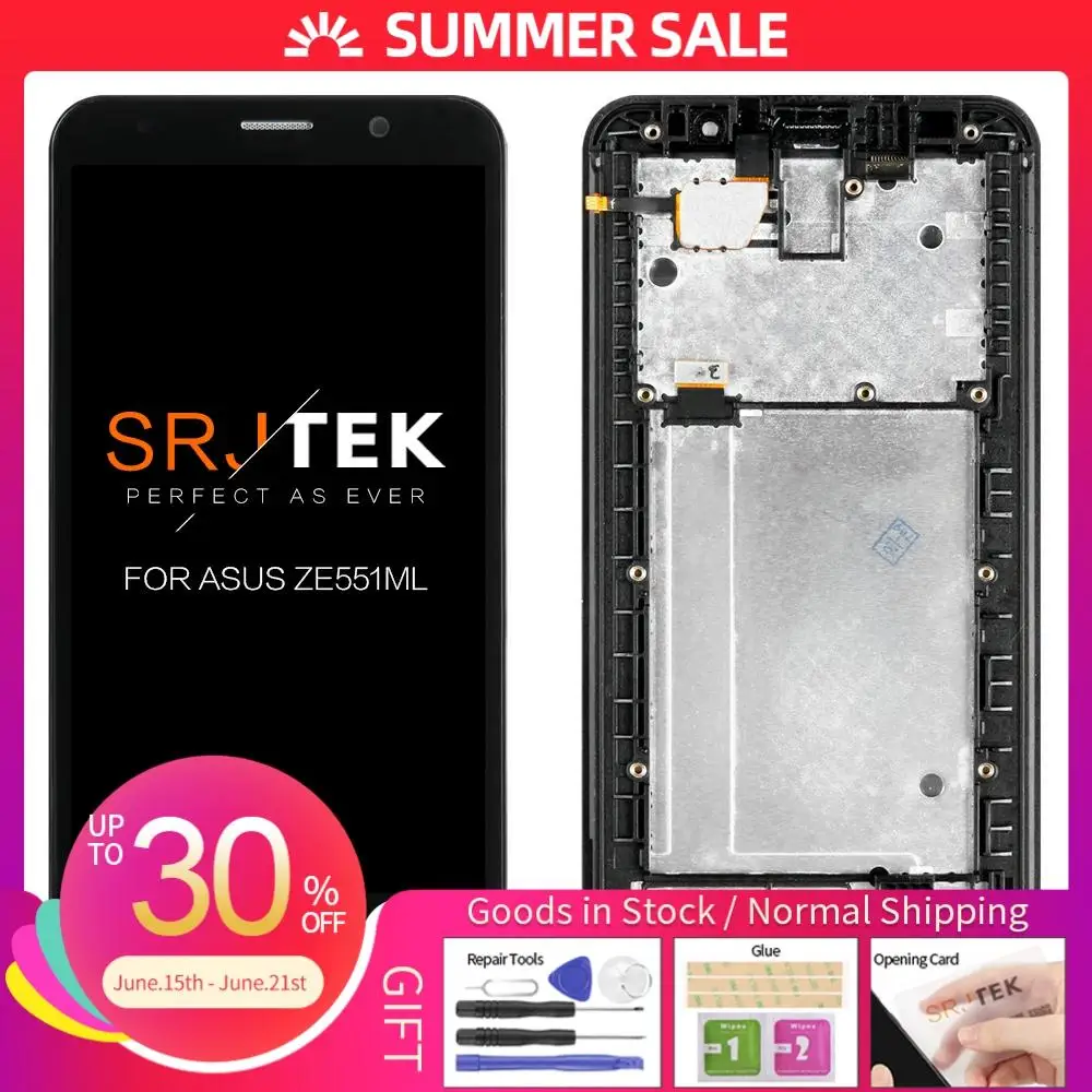 Srjtek 5 &quotдисплей для ASUS Zenfone 2 ZE551ML LCD сенсорный экран дигитайзер Z00AD с рамкой
