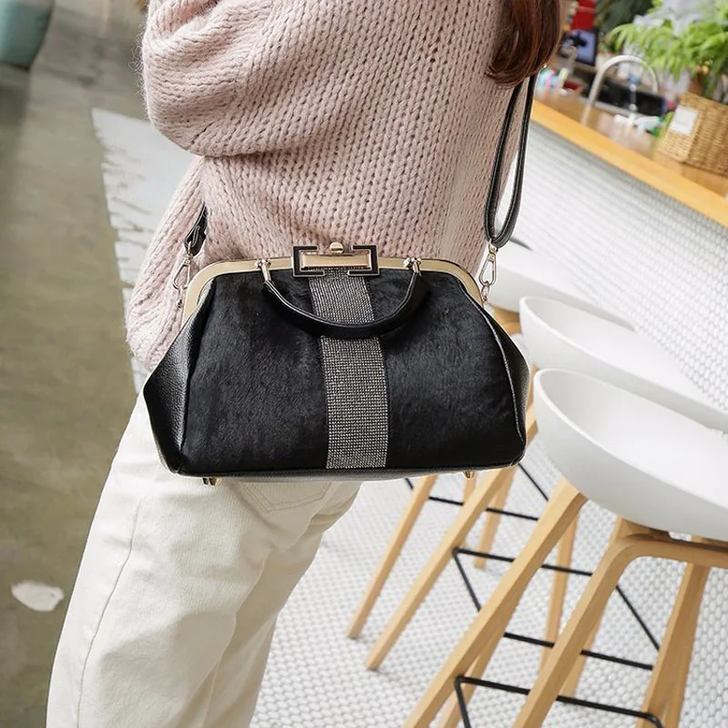 Новая мода pu Ms. Boston сумка через плечо сумка из конского волоса сумка через плечо bolsa