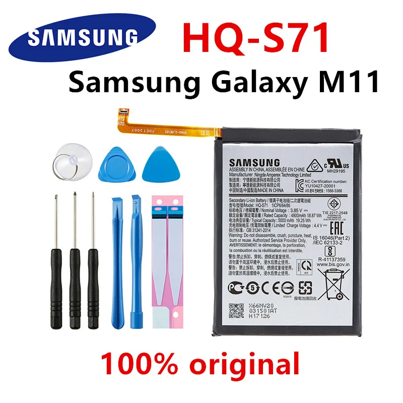 

SAMSUNG 100% Orginal HQ-S71 5000mAh High Quality Replacement Battery For Samsung Galaxy M11 Mobile phone Batteries+Tools
