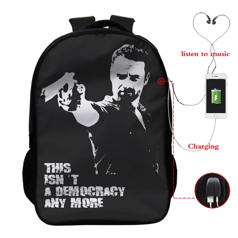 Backpack 13 16 дюймов рюкзак Ходячие мертвецы Школьные сумки Дети пользовательский дизайн рюкзак обратно в школу комплект usb зарядка туристический рюкзак сумка - Цвет: Backpack 13