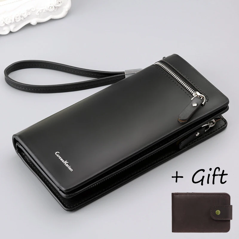 Новинка двойной мужской кошелек известный бренд кожаный Длинный клатч для денег