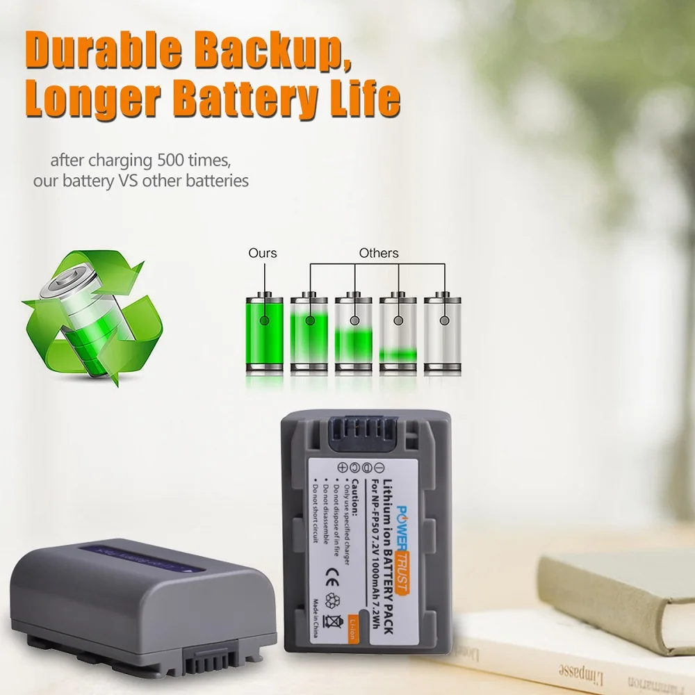 Литий-ионный аккумулятор POWERTRUST с USB зарядным устройством для Sony NP-FP51 и NP-FP50 DVD105 DVD205