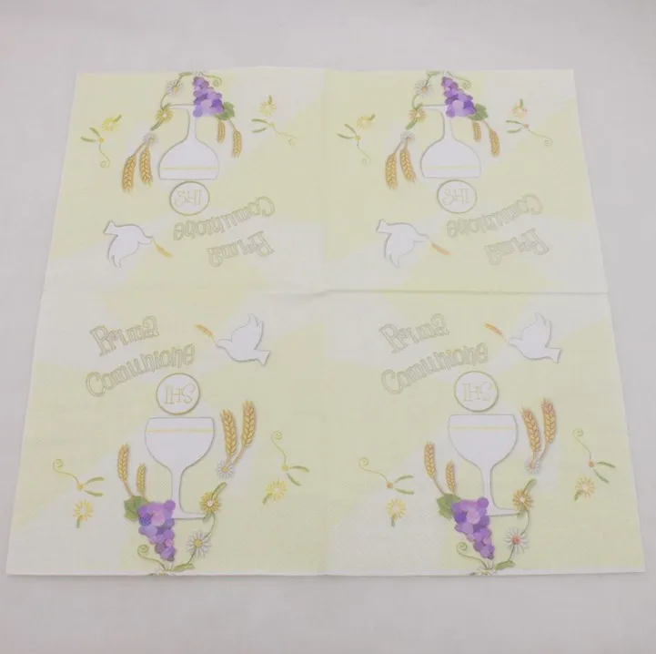 20 штук упак. горячая Распродажа бумажные салфетки для причастия милые