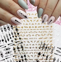 black white 3d nail stickers geometric self adhesive transfer slider paper nail decals diy nail art decorations hl32