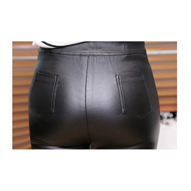 JUJULAND Женские зимние кожаные брюки больших размеров теплые бархатные с высокой