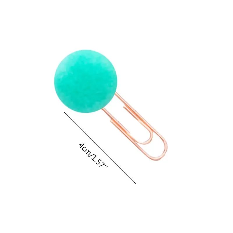 

6 pcs/Bag Cute pompon ball bookmark Metal clips Color bulb page holder book accessories Stationery office school supplies