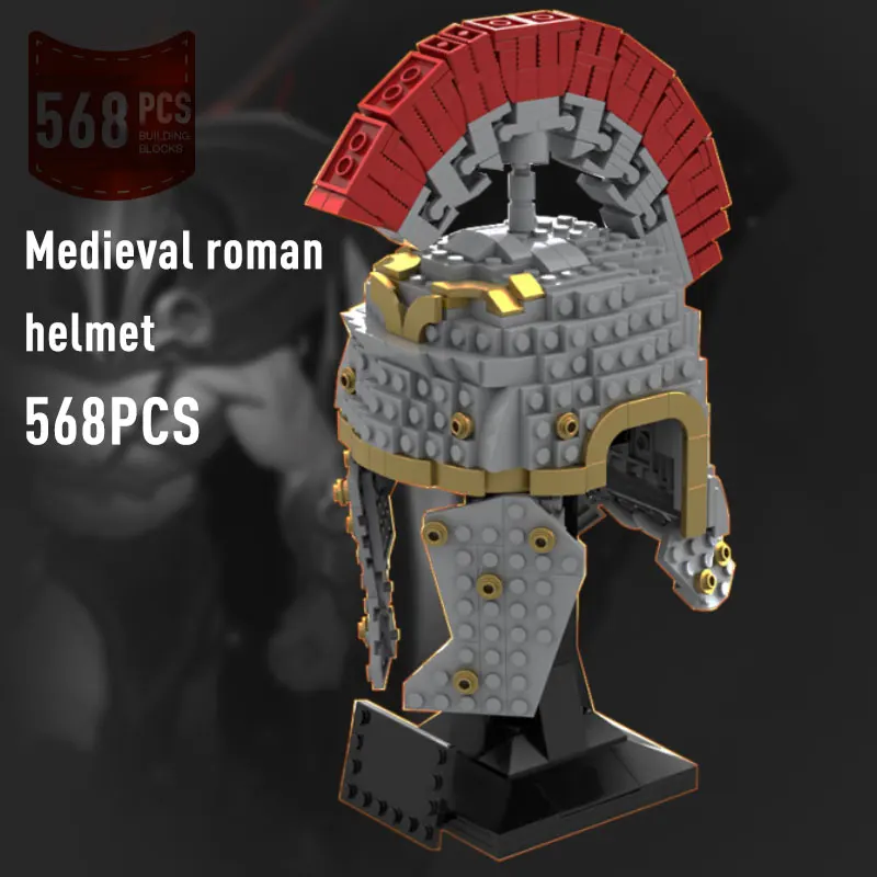 Moc casco romano medievale figura busto Building Block Set soldati del castello collezione legaria mattoni modello giocattoli regali per bambini